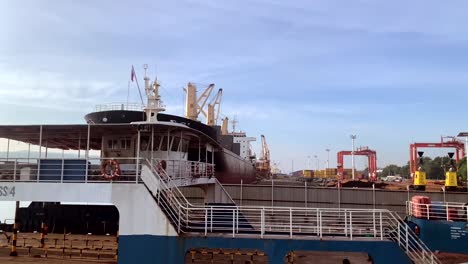 A-large-cargo-ship-is-on-standby-at-the-seaside-in-Davao-City-port