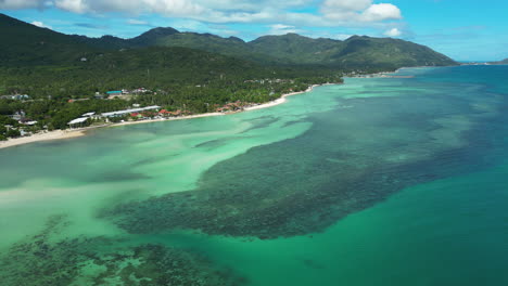 Aerial-orbit-establishing-of-beautiful-Thailand-lagoon-in-Koh-Phangan-island