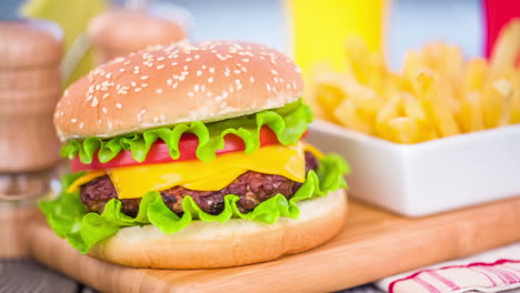 Tasty-and-appetizing-hamburger-cheeseburger