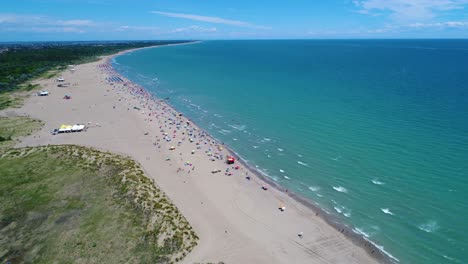 Italy,-the-beach-of-the-Adriatic-sea.-Rest-on-the-sea-near-Venice.-Aerial-FPV-drone-flights.
