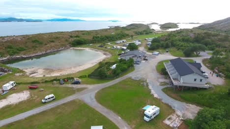 Bronnoysund-Beautiful-Nature-Norway-Aerial-view-of-the-campsite-to-relax.