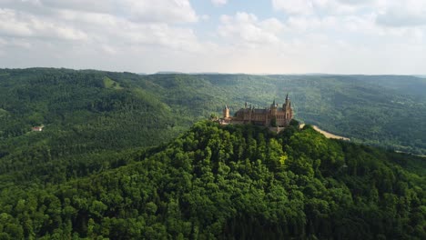 Hohenzollern-Castle,-Germany.-Aerial-FPV-drone-flights.