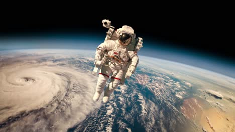 Astronaut-in-outer-space-against-the-backdrop-of-the-planet-earth.-Typhoon-over-planet-Earth.-Elements-of-this-image-furnished-by-NASA.