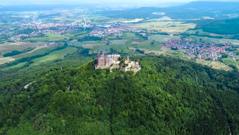 Hohenzollern-Castle,-Germany.-Aerial-FPV-drone-flights.