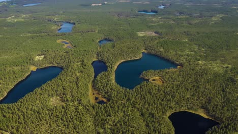 Vista-Aérea-Del-Lago-Y-El-Bosque-En-Finlandia.-Hermosa-Naturaleza-De-Finlandia.