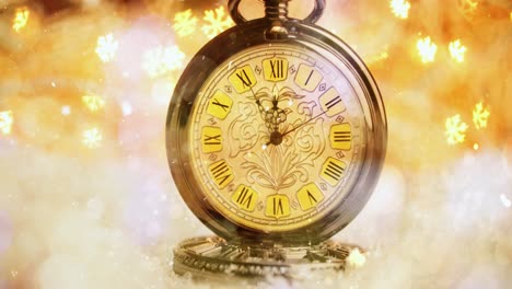 Retro-Stil-Uhr-Weihnachten-Oder-Neujahr-Abstrakter-Hintergrund