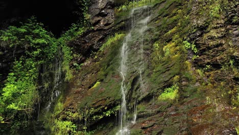 Sauberer-Kleiner-Wasserfall-Im-Wald.-Schöne-Natur-Norwegen-Naturlandschaft.