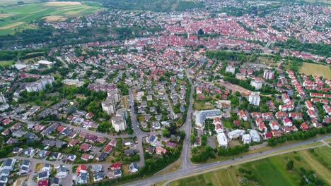 Aerial-view-Rottenburg-am-Neckar,-Germany.