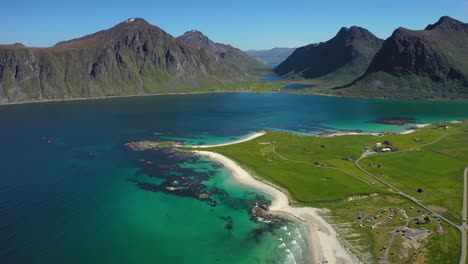 Beach-Lofoten-islands-is-an-archipelago-in-the-county-of-Nordland,-Norway.
