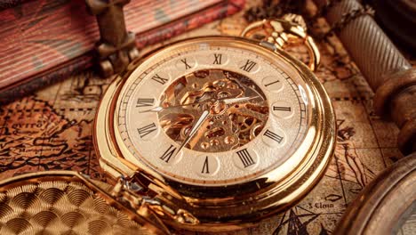 Vintage-pocket-watch.-Vintage-background-Concept-of-time-history.
