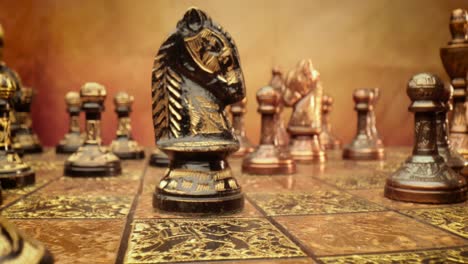 Flight-of-the-camera-between-vintage-chess.-super-macro-close-up