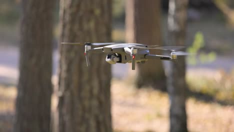 Drone-copter-flying-with-digital-camera-in-forest