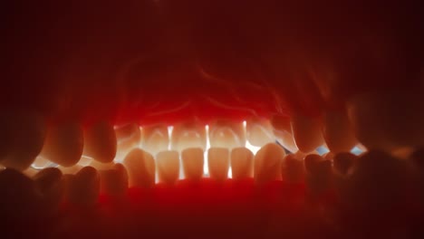 Paciente-En-Una-Cita-Con-El-Dentista-En-Una-Clínica-Dental.-Vista-Desde-El-Interior-De-La-Mandíbula-Dental.