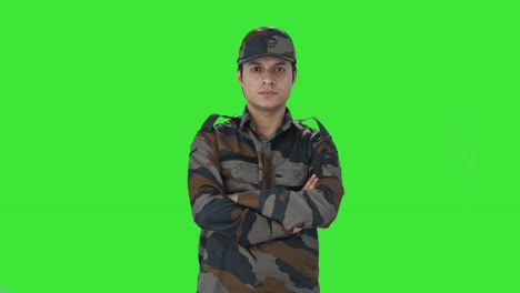 Porträt-Eines-Indischen-Armeemannes-Auf-Grünem-Bildschirm