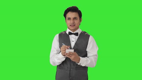 Confused-Indian-waiter-taking-order-Green-screen