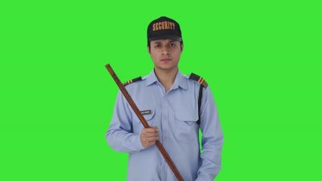 Angry-Indian-security-guard-looking-at-the-camera-Green-screen