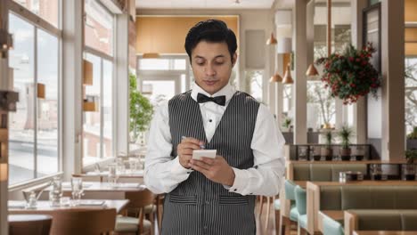 Indian-waiter-taking-order-from-customer