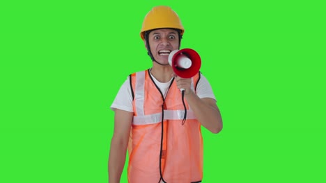 Angry-Indian-construction-labour-protesting-for-rights-Green-screen