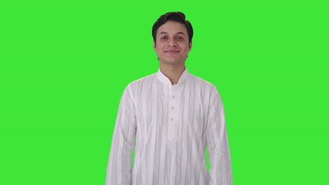 Happy-Indian-man-smiling-in-traditional-outfit-Green-screen