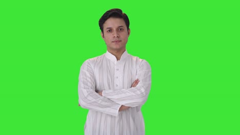 Confident-Indian-man-standing-crossed-hands-Green-screen