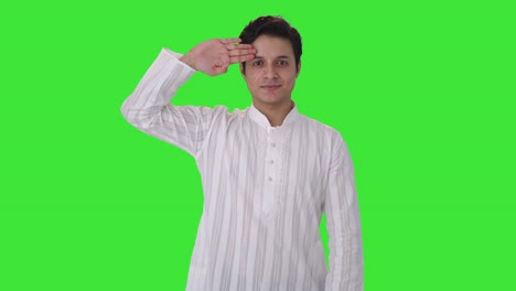 Proud-Indian-man-saluting-on-the-camera-Green-screen