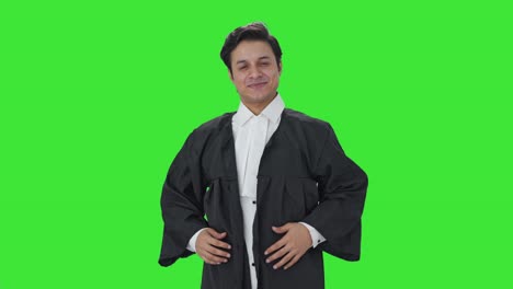 Happy-Indian-lawyer-wearing-gown-Green-screen