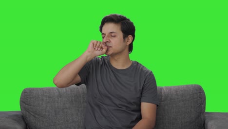 Tired-and-lazy-Indian-man-yawning-Green-screen