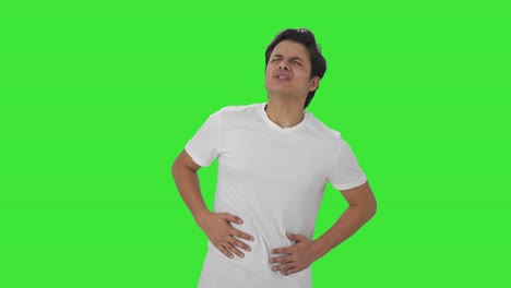 Sick-Indian-man-having-stomach-pain-Green-screen