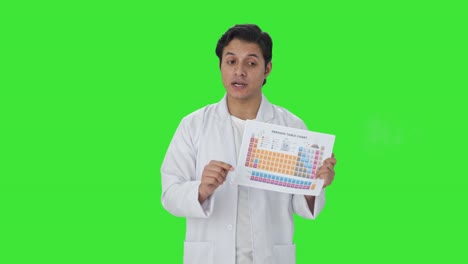 Indian-scientist-explaining-periodic-table-Green-screen