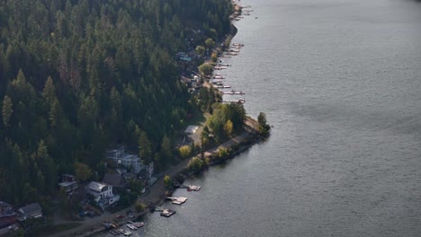 Paul-Lake,-BC:-A-Drone's-Perspective-of-a-Picturesque-Lake-Community