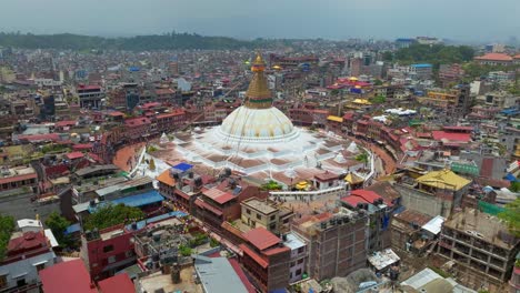 Buddha-Stupa-UNESCO-World-Heritage-Site-In-Kathmandu,-Nepal,-South-Asia