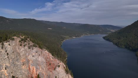Paul-Lake,-Kamloops:-A-Beautiful-Aerial-Perspective-with-Gibraltar-Rock-in-the-Foreground