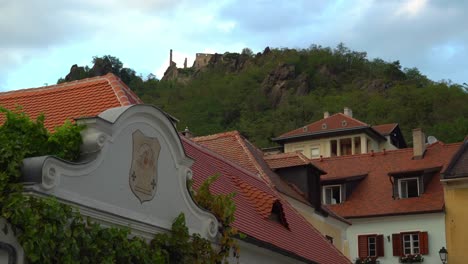 Zoom-In-on-Durnstein-Castle-Ruins-From-a-tiny-town-of-Durnstein-on-the-banks-of-the-Danube