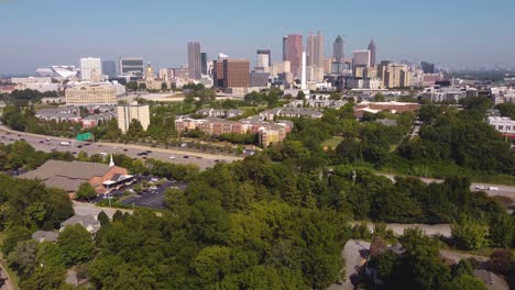 Drone-shot-of-Atlanta-Georgia's-Midtown