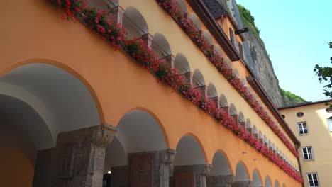 Orange-Colour-Bürgerspital-Facade-with-Flowers-near-St