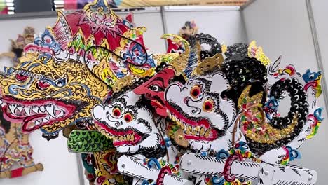 Shot-of-leather-puppets-or-wayang-kulit,-typical-Indonesian-culture