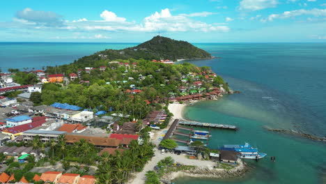 Small-port-of-a-topical-island-of-Thailand-at-sunny-day