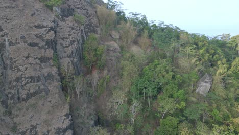 Drone-view-of-Pre-historic-volcano-of-Nglanggeran-in-Gunungkidul,-Yogyakarta,-Indonesia