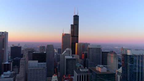 Aerial-Chicago-Illinois-Skyline-Willis-Tower-At-Sunrise-Helicopter-Tour