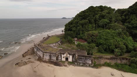 aerial-view-Fort-Nossa-Senhora-dos-Prazeres,-Ilha-do-Mel,-Paranagua,-Parana,-Brazil