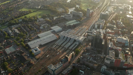 Overhead-pan-down-aerial-shot-over-Reading-station