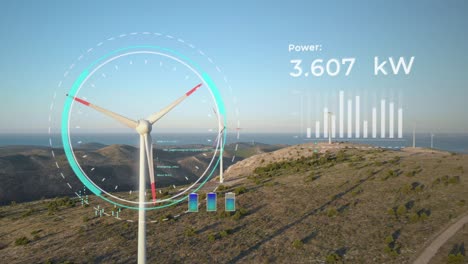 Windkraftanlage,-Die-Grüne-Energie-Produziert,-Mit-Grafischem-Diagramm-Der-Windkraft