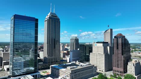 Indianapolis-skyline-featuring-Salesforce,-Regions-Bank,-and-AT-and-T-skyscrapers
