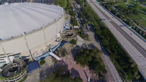 4K-Aerial-Drone-Video-of-Entrance-to-Tropicana-Field-in-Downtown-St