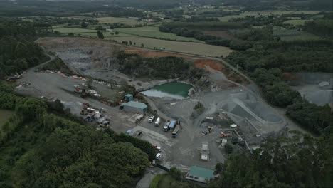 Aerial-circle-view-of-quarry-in-Moeche,-Galicia
