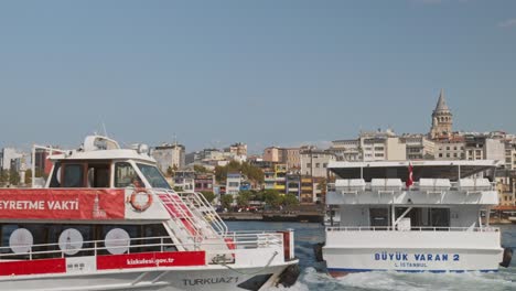 Busy-ferry-boats-cruise-congested-Golden-Horn-Galata-bridge-Eminonu