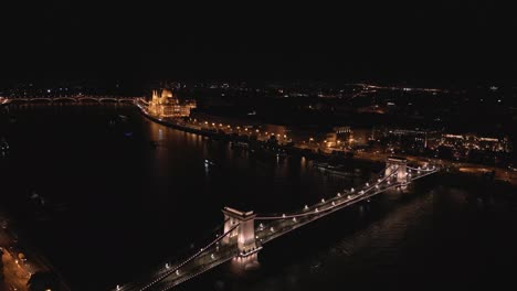 High-Drone-Shot-Above-Szechenyi-Chain-Bridge-in-Budapest,-Hungary