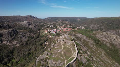 Fly-Above-Castle-of-Castro-Laboreiro-in-Portugal