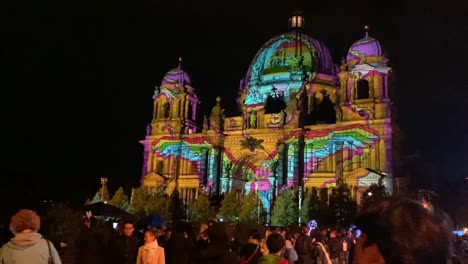 Berlin,-Germany,-Berlin-cathedral,-Festival-of-Lights-at-night-in-October-2023