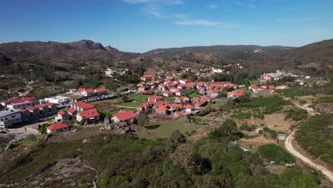 Fly-Above-of-Castro-Laboreiro-in-Portugal-4k